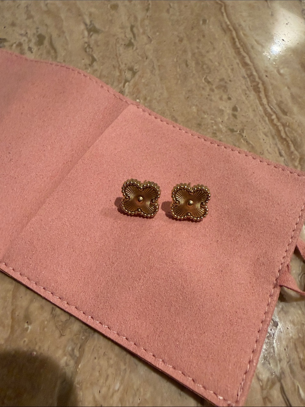 Gold Clover 18K Filled Stud Earrings - Women's Accessories